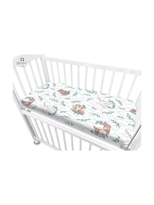 MimiNu Lenjerie De Patut Bebe Pentru Patut Din Bumbac Cu Cauciuc Bej 50.5x84.5cm