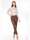 Hazel Pantaloni Dama Din Piele În Linie Tapered Hazel Brown