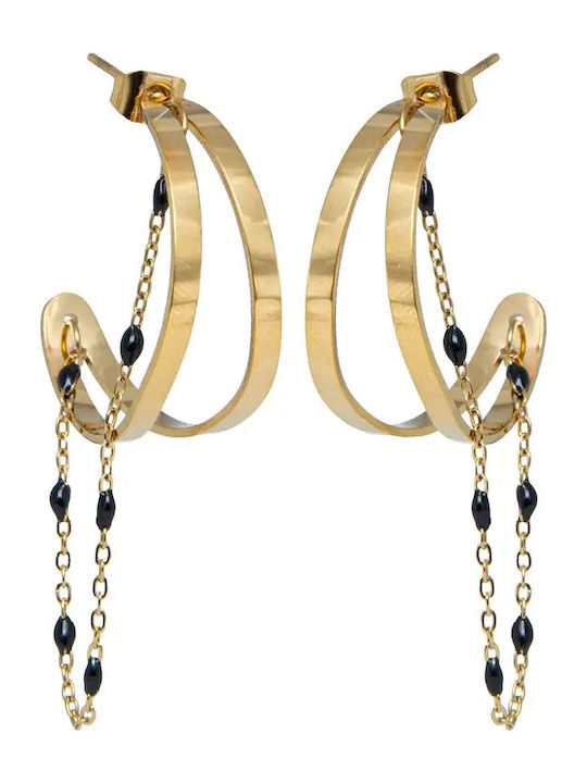 Women's Earrings Medium Hoops Impressive Stainless Steel Yellow Gold Plating Silverline 0130551701 / Stainless Steel 0130551701