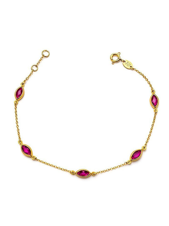 Paraxenies Women's Bracelet Chain Made of Silver Gold Plated with Zircon