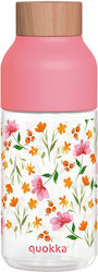 Quokka Water Bottle 570ml Tritan Ice Pink Flowers