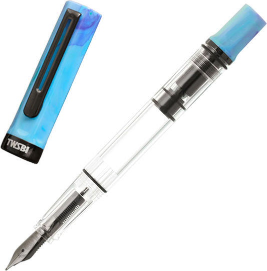 Twsbi Eco Cosmo Albastru Cu Onix Stilou Cu Pană De Scris Ef Extra Fine