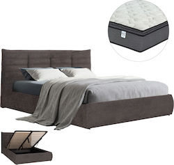 Sandra Bed King Size with Storage Space & Mattress 160x200cm Gray
