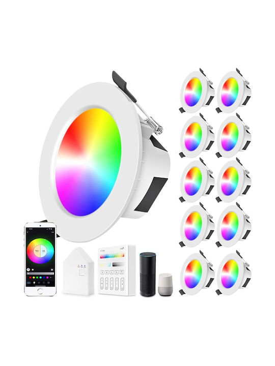 Χωνευτό Σποτ με Ενσωματωμένο LED RGB Λευκό 10τμχ