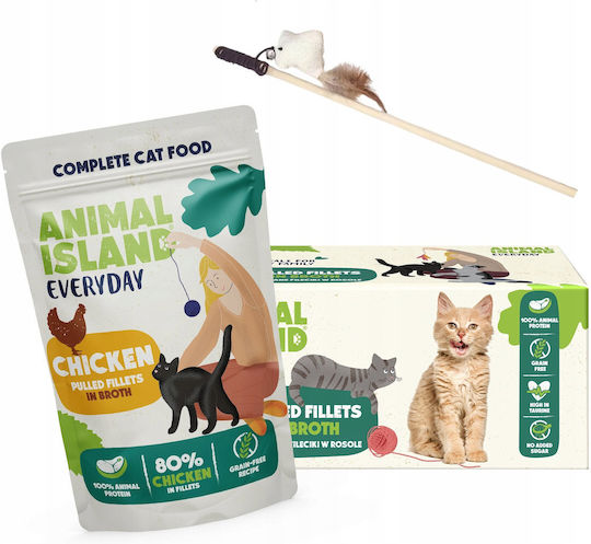 Animal Island Υγρή Τροφή για Γάτες με Κοτόπουλο 40x85gr