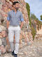 Long Sleeve Shirt in Regular Fit Striped Blue