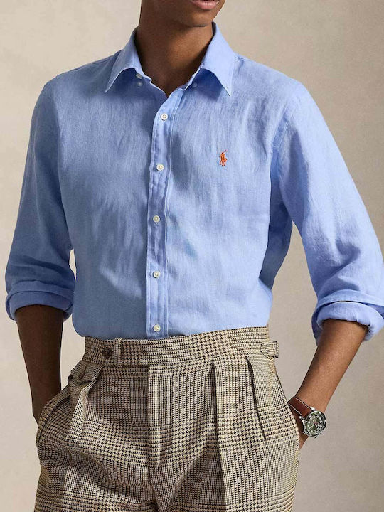 Ralph Lauren Дълъг Ръкав Ленена Риза Син
