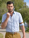 Long Sleeve Cotton Shirt in Regular Fit White/Beige