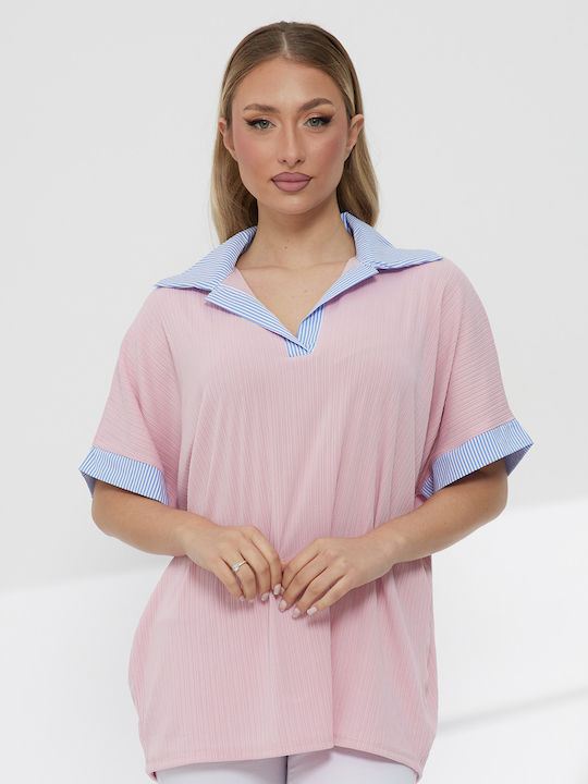 Women's Short Sleeve Pink Blouse