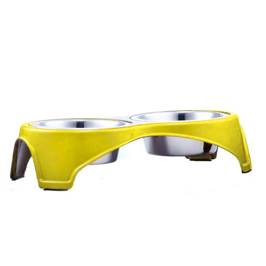 Agility Bol De Mâncare Din Oțel Inoxidabil Pentru Câine Și Pisică 2 Locuri 38.5x38.5x9cm