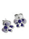 Kids Earrings Girls 925 Silver Studs Enamel Bows & Glitter Platinum Plated Woofie 0130522701 / Purple Enamel Bow Silver White 0130522701