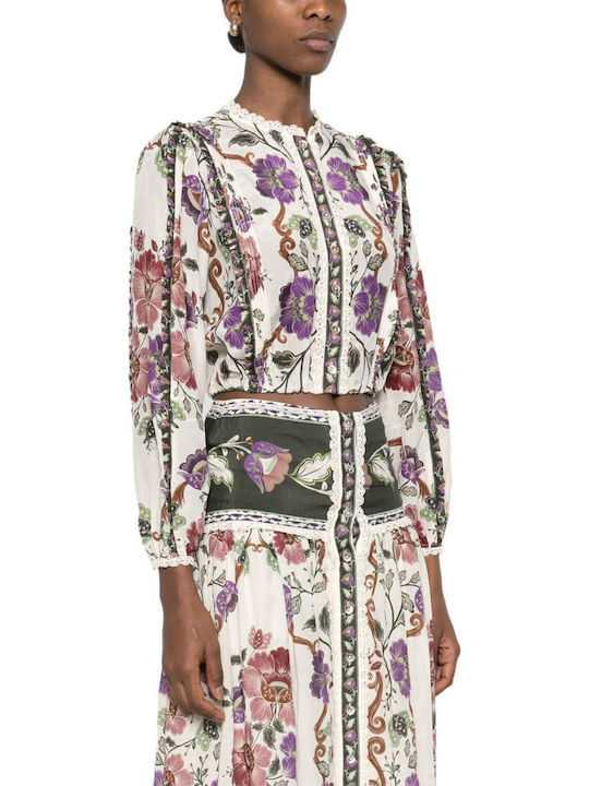Women's Crop Cotton Floral Multicolour Top