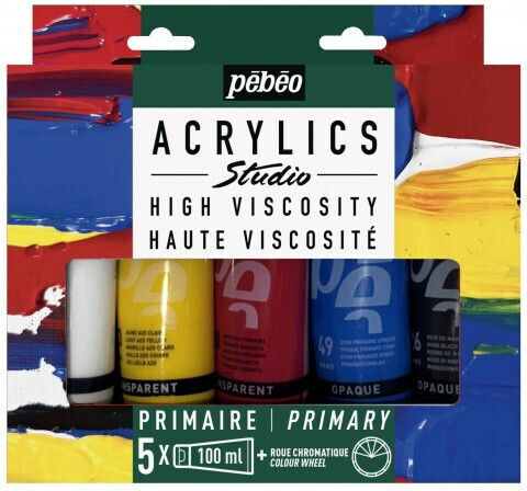 Σετ 5 Ακρυλικων Pebeo Studio Acrylics 100ml Χρωματικος Κυκλος