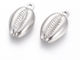 Seashell Steel Hanging Silver 18x10mm 2 Pieces