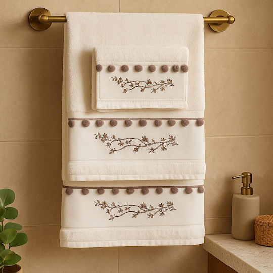 Set of Bath Towels 3 Pcs Design White