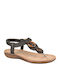 Damen Anatomisch Flache Sandalen Schwarz