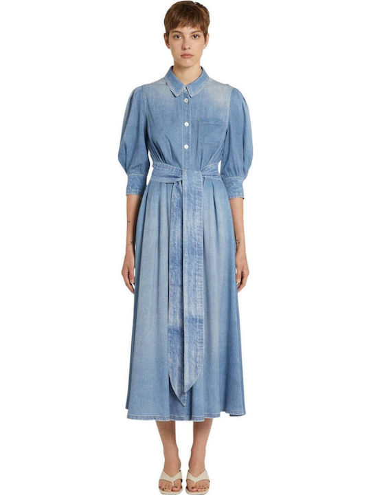 Rochii De Vară Pentru Femei Midi Rochie-Cămașă Denim Albastru