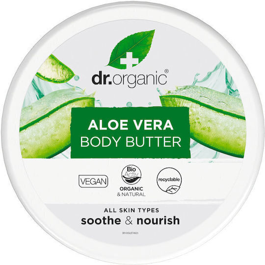 Dr.Organic Feuchtigkeitsspendende Körperbutter mit Sheabutter & Aloe Vera für Trockene Haut 200ml
