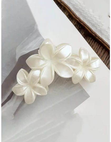 Set Of 2 Hair Claw Clips Three Ivory Flowers Anela