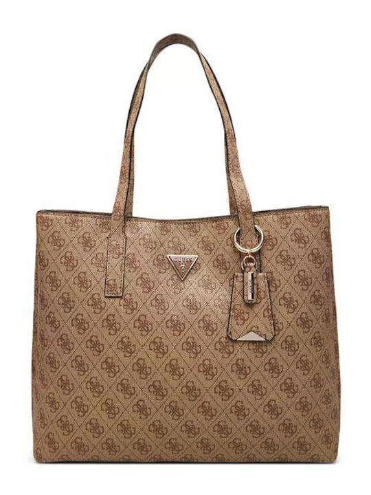 Guess Latte Logo Women's Shoulder Bag Brown