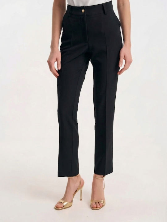 Fibes Women's Black Suit in Straight Leg Style