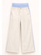 Women's High Rise Fabric Trousers in Regular Fit Striped Beige