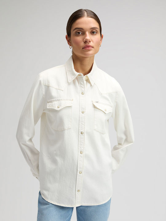 Lee Western Long Sleeve Women's Denim Shirt Ecru