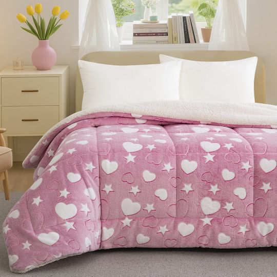 Kinderbettdecke Leuchtend Einseitig Pink Hearts 160x220cm Kinderbettdecke Leuchtend Einseitig Pink Hearts 160x220cm