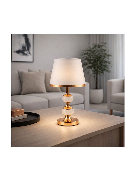 ForHome Μεταλλικό Πορτατίφ για Ντουί E27 με Λευκό Καπέλο και Χρυσή Βάση