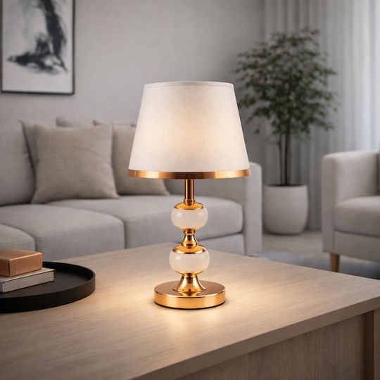 ForHome Metallisches Tischlampe für E27 Fassung mit Weißem Hut und Goldener Basis ForHome Metallisches Tischlampe für E27 Fassung mit Weißem Hut und Goldener Basis