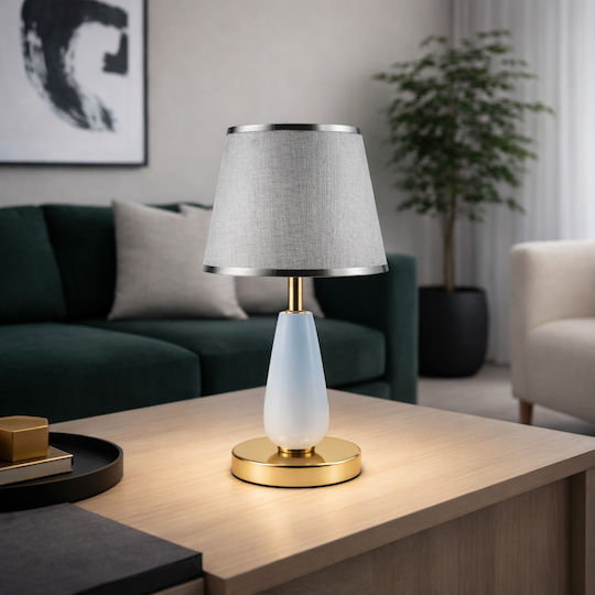 ForHome Metallisches Tischlampe Für E27 Fassung Mit Grauem Hut Und Weißer Basis