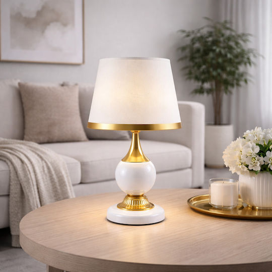ForHome Metal Table Lamp for E27 Socket with White Shade and Base