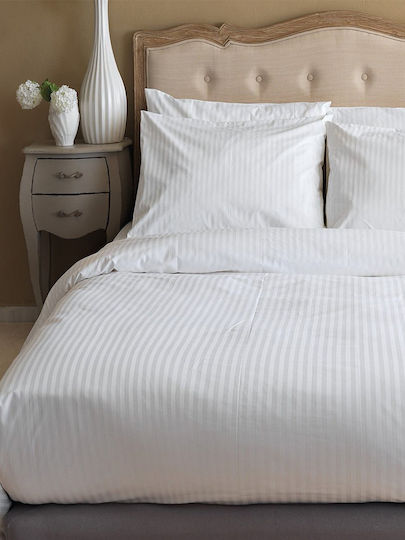 Single Sheet 170x270 Cotton Sateen 300 Thread Count Cosmin Stripe 0.5cm