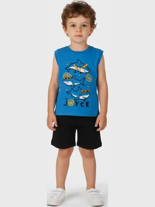 Kids Set with Shorts Summer 2 Pieces Blue Sharks