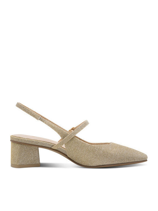 Marco Tozzi Leder Spitze Zehe Gold Pumps