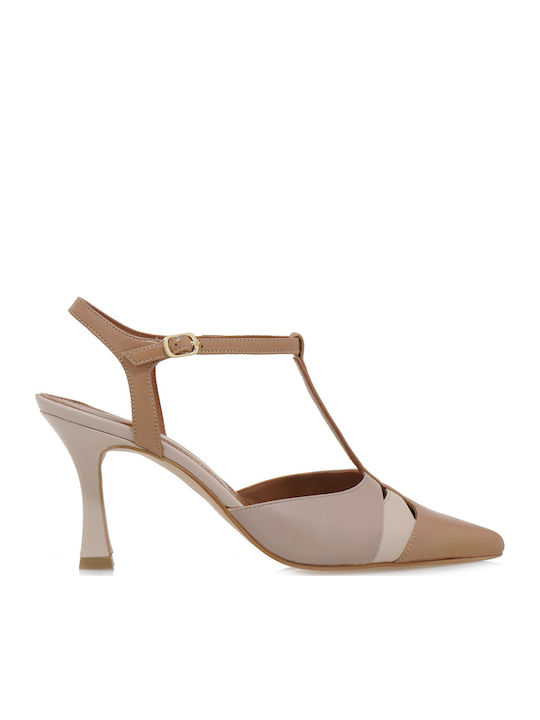 Leather Heels With High Brown Heel