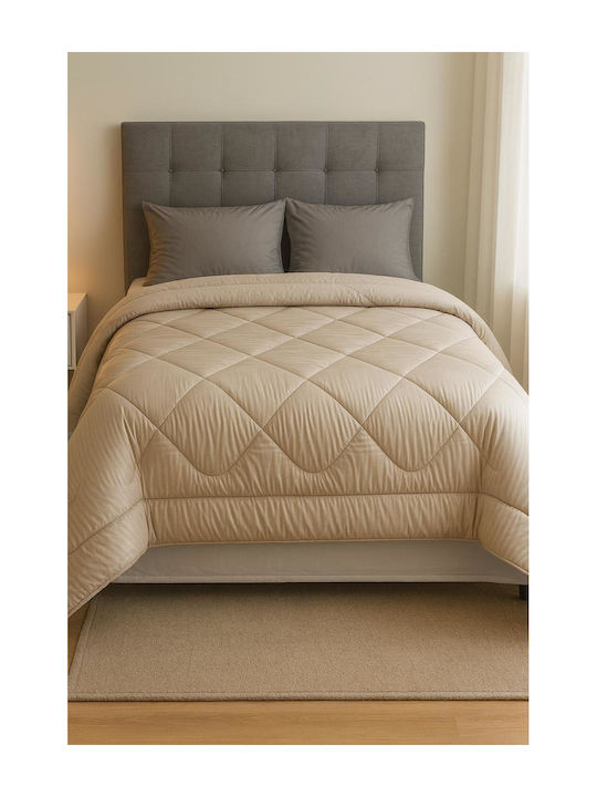 Single Quilt with Microfiber Filling 160x240cm Stripe Beige