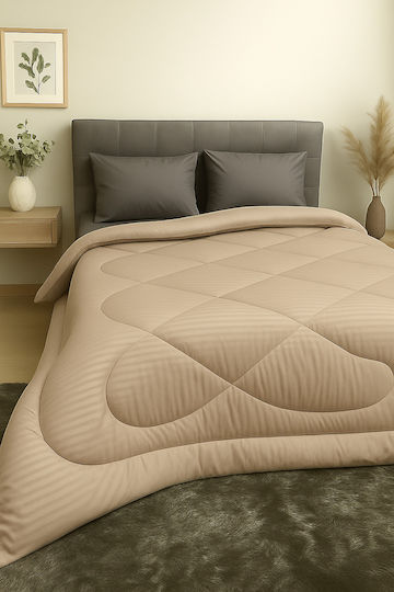 Πάπλωμα Μονό με Γέμιση Microfiber 160x240εκ. Stripe Yellow-gold