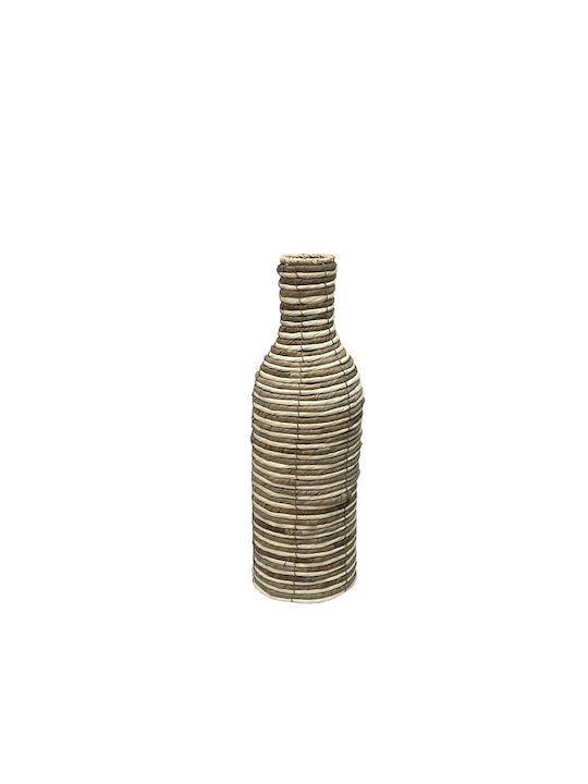 Vase Rattan Bamboo Natural Brown Beige Bottle Weave Striped Φ15x50cm 12/kib