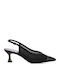 Leder Pumps mit Mittelhohem Absatz Schwarz