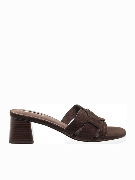 Mules with Heel in Brown Colour