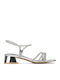 Damen Sandalen Aus Lackleder Mit Strass Silber