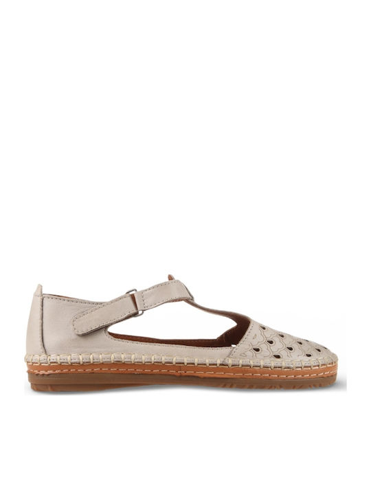 Leather Women's Ballerina Shoes In Gray Colour