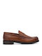 Leather Women's Loafers in Tabac Brown Colour