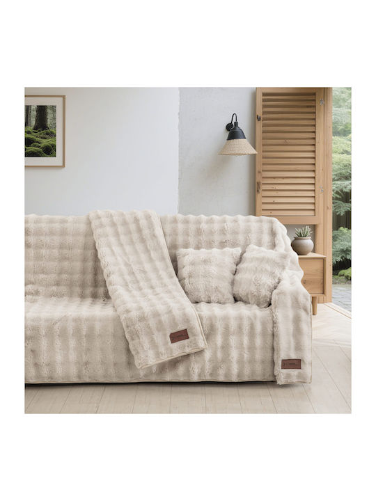 Sofa Throw 2 Seater Fur 180x250cm Ecru