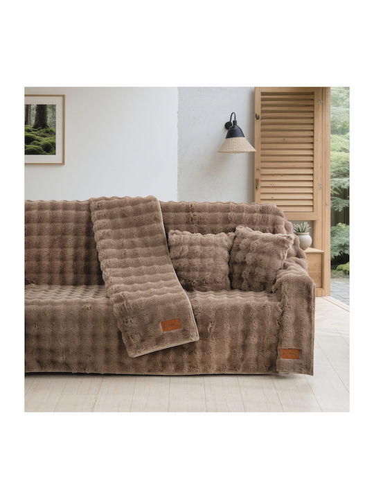 Sofa Throw 2 Seater Fur 180x250cm Taupe