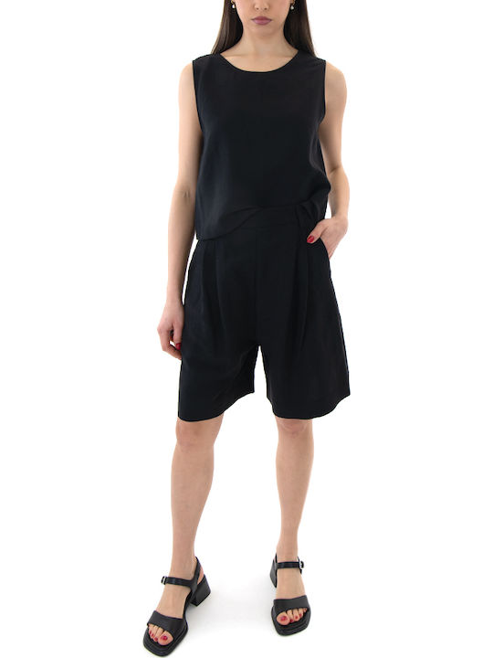 Moutaki Damen Bermudas Leinen Schwarz