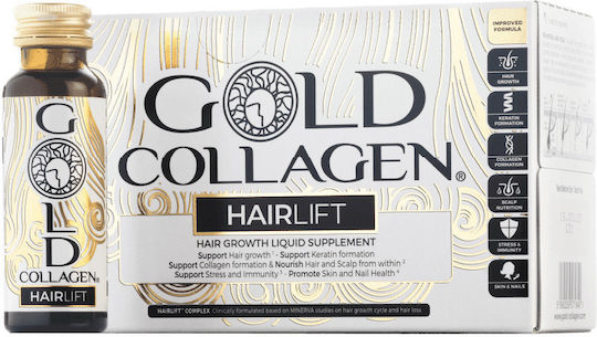 Colagen Lichid Marin Hidrolizat Cheratină Biotină Creșterea Părului Gold Collagen Hairlift 10 Fiole X 50 Ml
