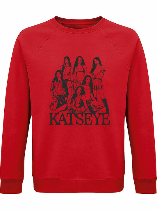 Детски Суичър Червен Red Katseye Band Members Fanart Design