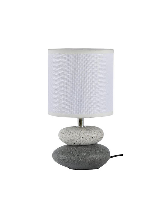 Country Casa Ceramic Table Lamp with White Shade and Gray Base
